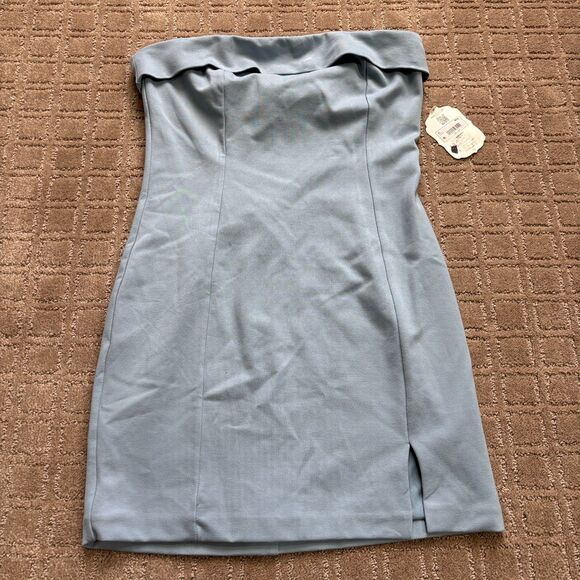 Altar'd State Strapless Mini Dress Womens M Light Baby Blue Stretch Babydoll NWT - Picture 1 of 8